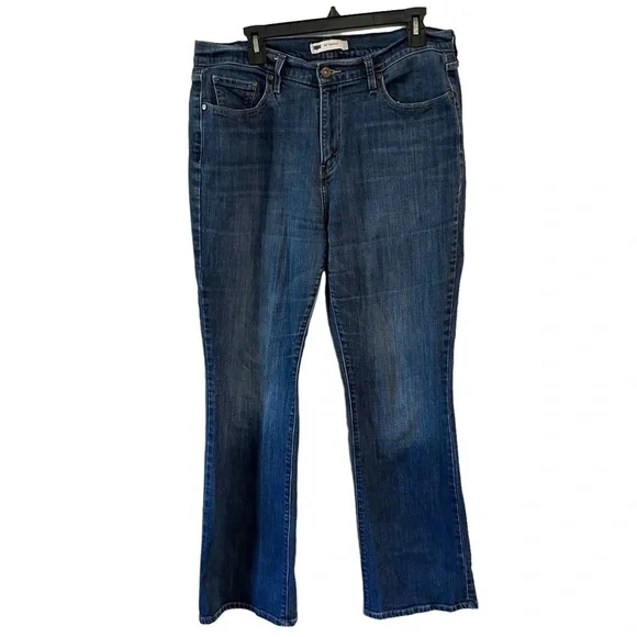 Levi's 515 dark wash bootcut jeans size 14L 32 waist 34 length back flap pocket - Picture 1 of 7